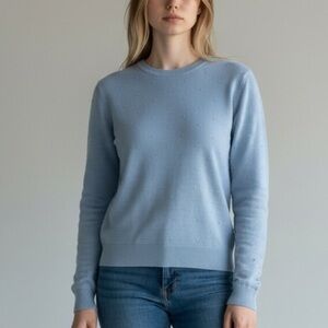 Vero Moda Winter Blue Covered Button Textured Sweater, S